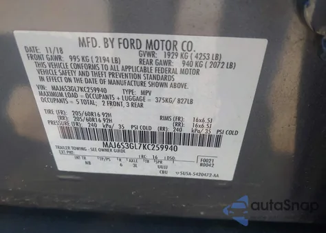 2019 Ford Ecosport Se from USA, damaged, VIN MAJ6S3GL7KC259940